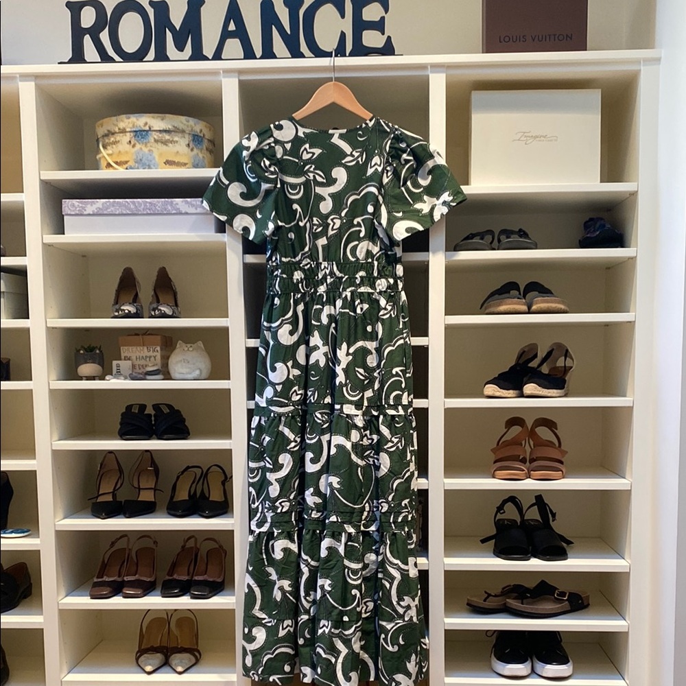 Anthropologie Green and White Maxi Sundress Casual Resort Wear!  New!! - Picture 8 of 8